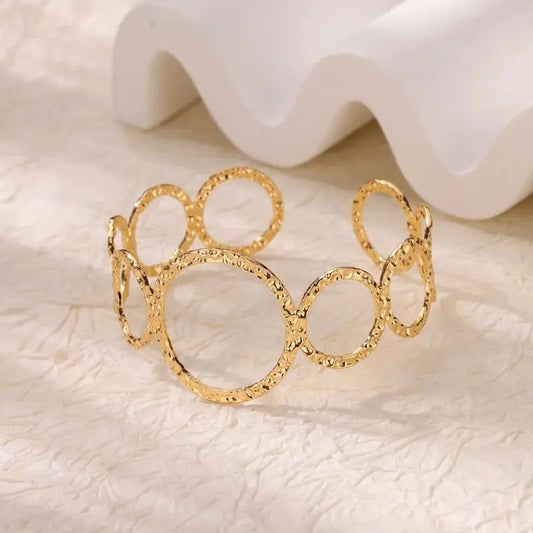 Stainless Steel Geometric Open Bracelet | Hollow Punk Round Bangle for Women | Free Shipping Fashion Jewelry