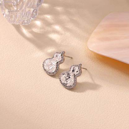 Free Shipping Vintage Zircon Gourd Earrings For Women Stainless Steel Piercing Earring 2025 New Fashion Wedding Jewelry