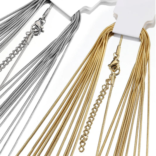 10pcs 5pcs Stainless Steel Snake Chain Necklace Chains for DIY Jewelry Making Findings Pendants Chain Lobster Clasps Wholesale