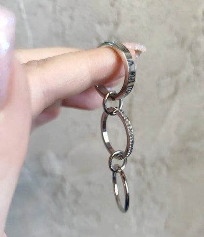 JOVO LOVE Three Layers Roman Numerals Stacking Ring for Women  Stainless Steel Our Fingers Chain Shape Variable Crystal Rings