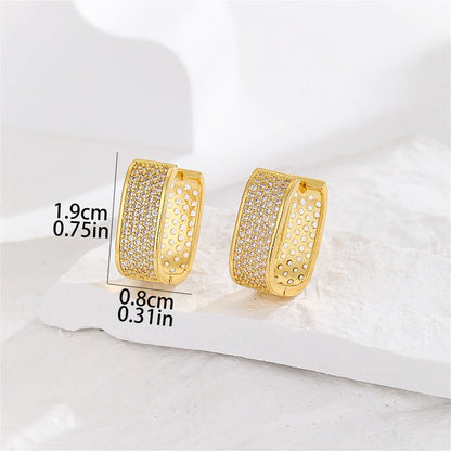2pcs Fashion Paved CZ Huggie Hoop Earrings for Women,Metal Simple Versatile Girls Earrings Jewelry Suitable for Banquet Wear