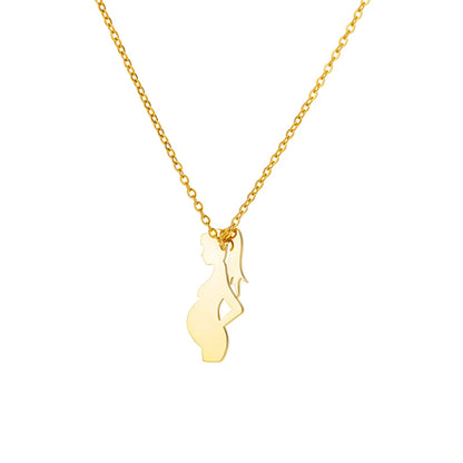 Mom 's Baby Stainless Steel Gold Color Chain Necklace For Women Double Love Heart Necklace Mother's Day Christmas Gift Jewelry