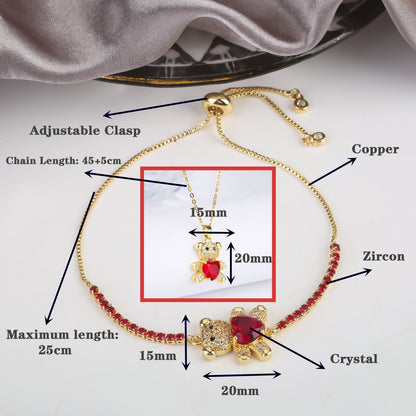INS Cute Teddy Bear Bracelet For Women Cz Crystal Animal Bracelet High Quality For Engagement Party Gift Wholesale Daily Wear