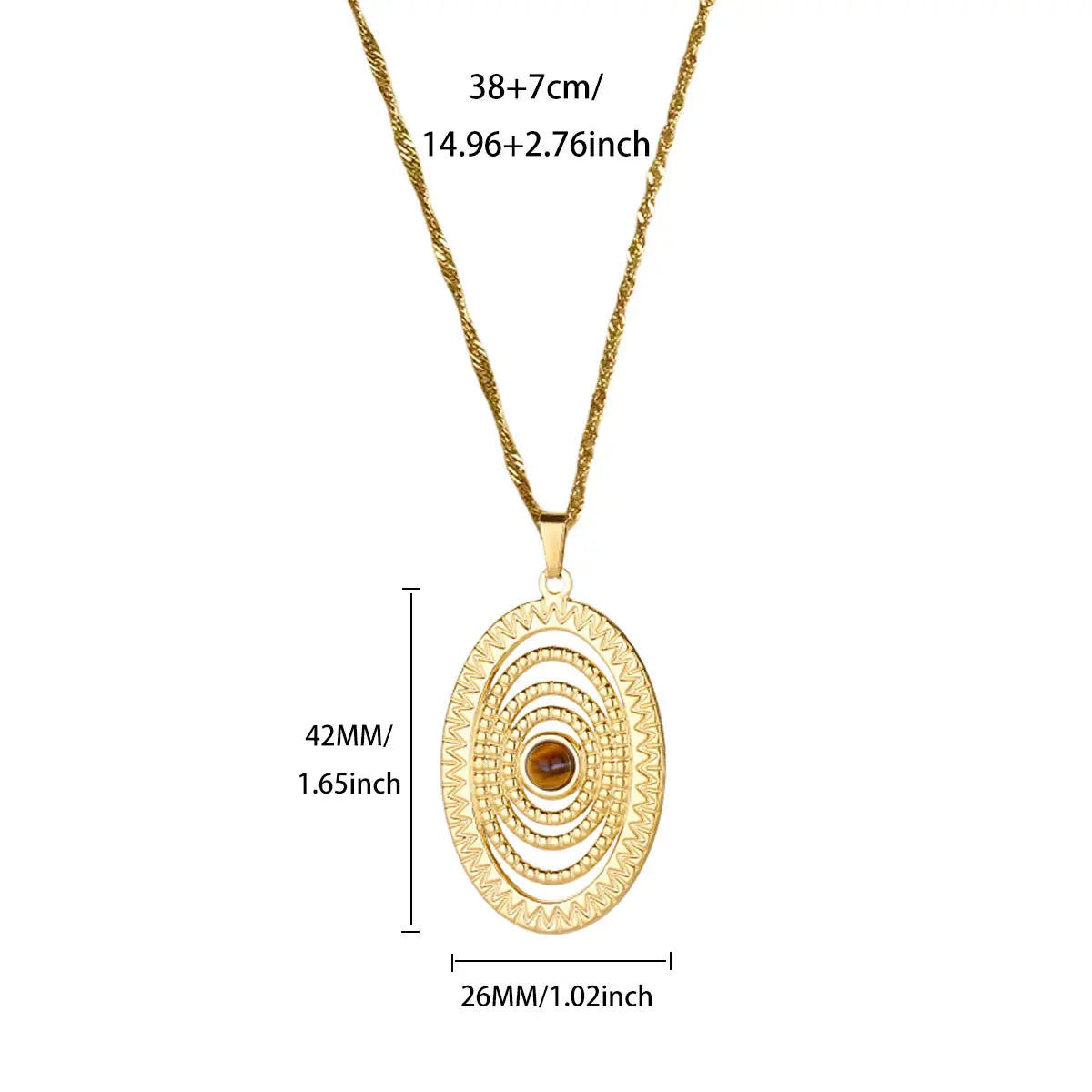 Free Shipping Vintage Hollow Oval Opal Pendant Necklaces For Women Stainless Steel Chain Collar Necklace 2025 New Jewelry