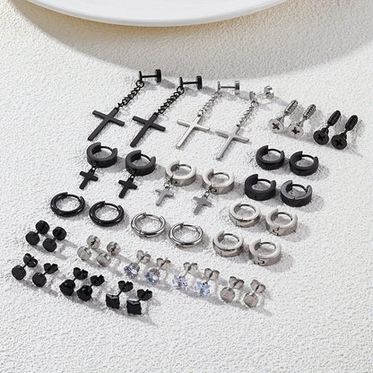40Pcs Fashion Retro Stainless Steel Earring Set,Cubic Zirconia Tragus Spiral Ear Cartilage Hypoallergenic Piercing Jewelry