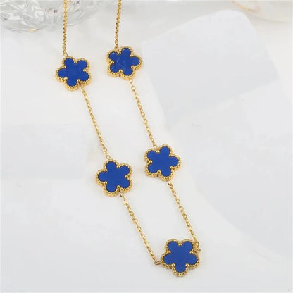 2/4Pcs 18K Gold Plated Five Leaf Flower Earring Necklace Bracelet Set for Women, Elegant Fashion Design Bracelet Jewelry Gifts