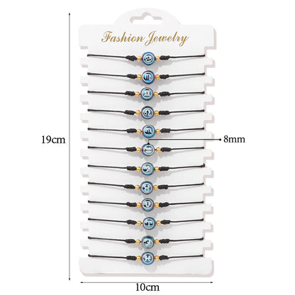 Wholesale 12Pcs/Set Colorful Natural Stone Bracelets Adjustable Rope Braided Bracelet Handmade Bohemia Bracelets with Cards