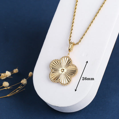 Classic 45cm/60cm Stainless Steel Metal Laser Sweater Chain Pendant Necklace Luxury for Woman Party New Trend Jewelry Clover