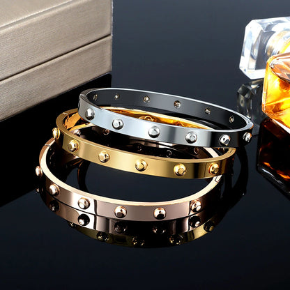 Trendy Round Ball Beaded Bracelets Bangles High Quality Stainless Steel Twist Balls Dots Bead Bangle for Women Jewelry Wholesale