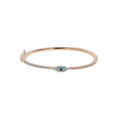 Rose Gold Color Enamel Evil Eye Bangle Bracelet for Women Bohemia Boho Lucky Turkish Evil Eye Jewelry Fashion Wholesal