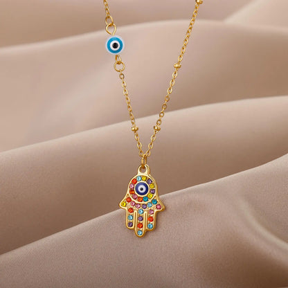 Blue Turkish Evil Eye Necklace for Women Vintage Pendant Tassel Necklace 2024 New Simple Clavicle Choker Necklaces Jewelry Gifts