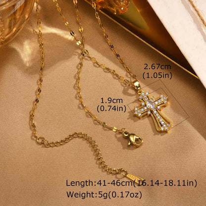 Vnox Christian Religion Necklaces For Women Men,Stainless Steel Chain Cross Pendant Charm Necklace,Classic Gold Plated Jewelry