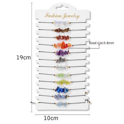 Wholesale 12Pcs/Set Colorful Natural Stone Bracelets Adjustable Rope Braided Bracelet Handmade Bohemia Bracelets with Cards