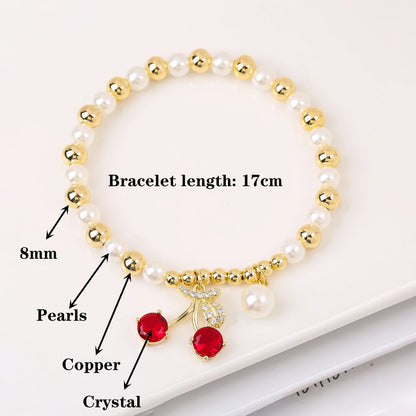13 Style Choice 3pcs Lucky Red Cherry Crystal Fruit Bracelet Necklace Earrings Jewelry Set Luxury for Women Daily Party Jewelry