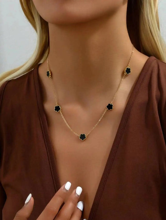 Hot Selling Stainless Steel Single Sided Pendant Necklace With Five Leaf Flower High-Quality Jewelry For Women's Clover