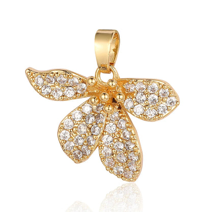 3pcs/Lot Cross Sunflower Cubic Zirconia Pendant Life Tree Maple Leaf Grape Cherry Brass CZ Charms DIY Jewelry Necklace Pendants
