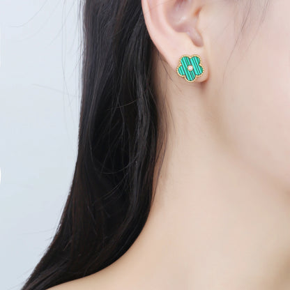 Trending Shell Flower Stainless Steel  Five Leaf Flower Stud Earrings for Women Clover Ear Piercing Fashion Jewelry Party Gifts