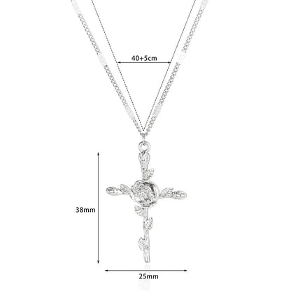 Stainless Steel Jesus Cross Necklace For Women Men Gold Color Caravaca Angels Crucifix Charm Choker Rapper Jewelry Hip Hop Gift