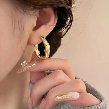 2Pcs Trendy Irregular Stainless Steel Geometric Earrings for Women,Temperament Personalized Daith Tragus Ear Piercing Jewelry