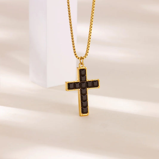 Free Shipping Vintage Cross Pendant Necklaces For Women Stainless Steel Chain Collar Necklace 2025 New Summer Beach Jewelry