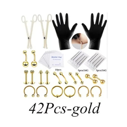 24/42/84Pcs Sterile Ear Piercing Kit,Cartilage Tragus Helix Piercing Gun No Pain Piercer Tool Machine Set Stud Jewelry