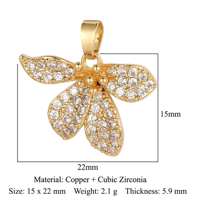 3pcs/Lot Cross Sunflower Cubic Zirconia Pendant Life Tree Maple Leaf Grape Cherry Brass CZ Charms DIY Jewelry Necklace Pendants