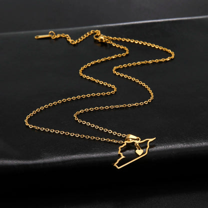 LIKGREAT Trendy Syria Map Flag Pendant Necklaces Stainless Steel Syrians Map Hiphop Jewelry Gift for Women Men