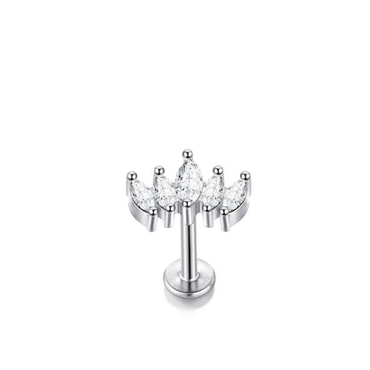 1/5Pcs 316L Stainless Steel Delicate Flower Tragus Cartilage Stud Earring,Internally Threade Daith Helix Ear Piercing Jewelry