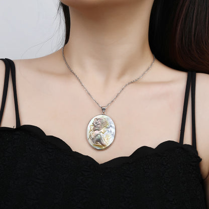 High Quality Oval Natural Seashell Mother Head Pearl Tree Of Life Pendant For Women Copper Choker Necklace Creative Jewelry Gift