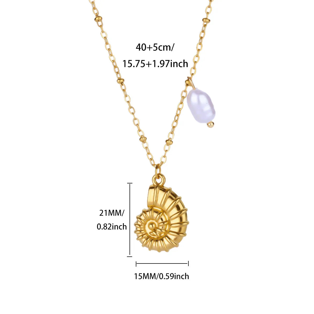 Free Shipping Beach Counch Pendant Necklace for Women Stainless Steel Chain Collar Imitation Pearl Necklaces Wedding Jewelry