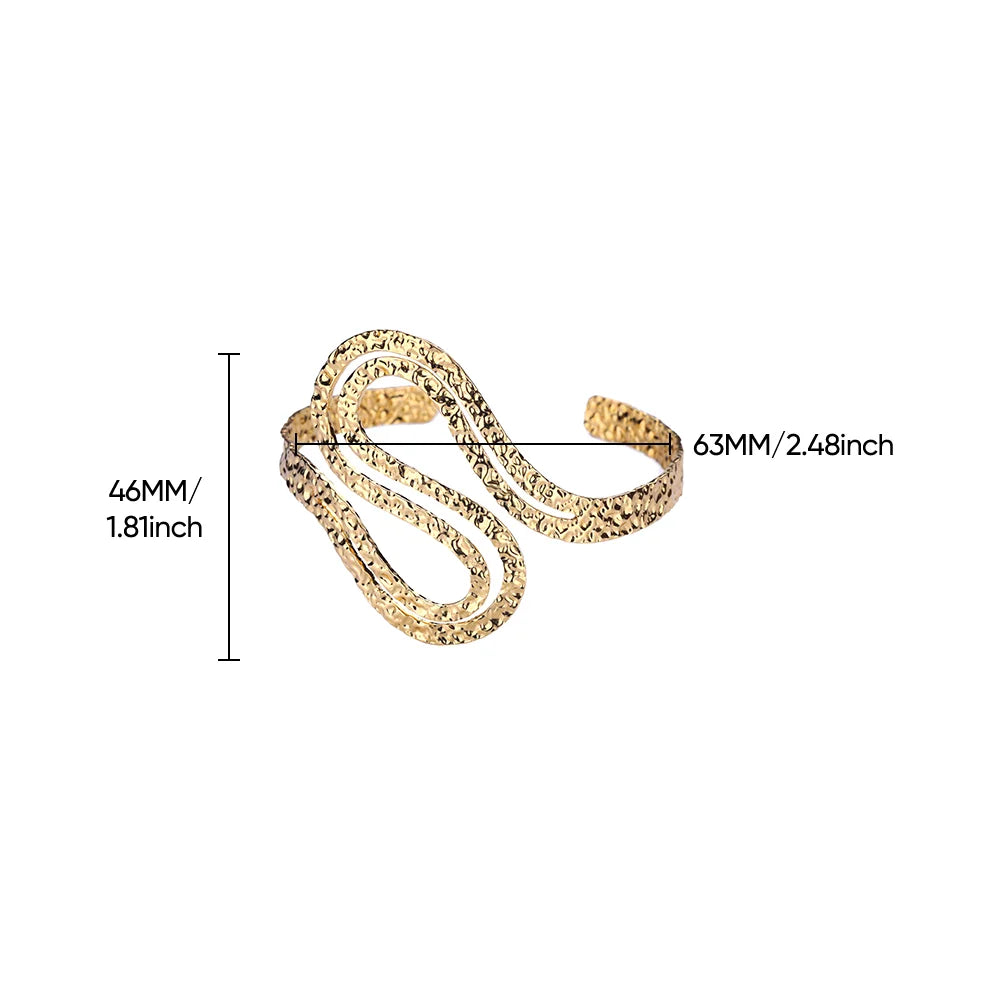 Free Shipping Irregular S Shape Curved Snake Bracelet Bangle for Women Stainless Steel Open Adjustable Bracelet Fashion Jewelry