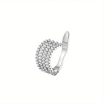 1Pc Hypoallergenic Huggie Earring Cuff for Women Men, Sparkling Cubic Zerconia Fake Carilage Clip On Ear No Piercing Jewelry