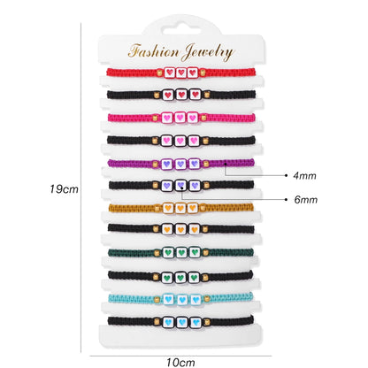 Wholesale 12Pcs/Set Colorful Natural Stone Bracelets Adjustable Rope Braided Bracelet Handmade Bohemia Bracelets with Cards