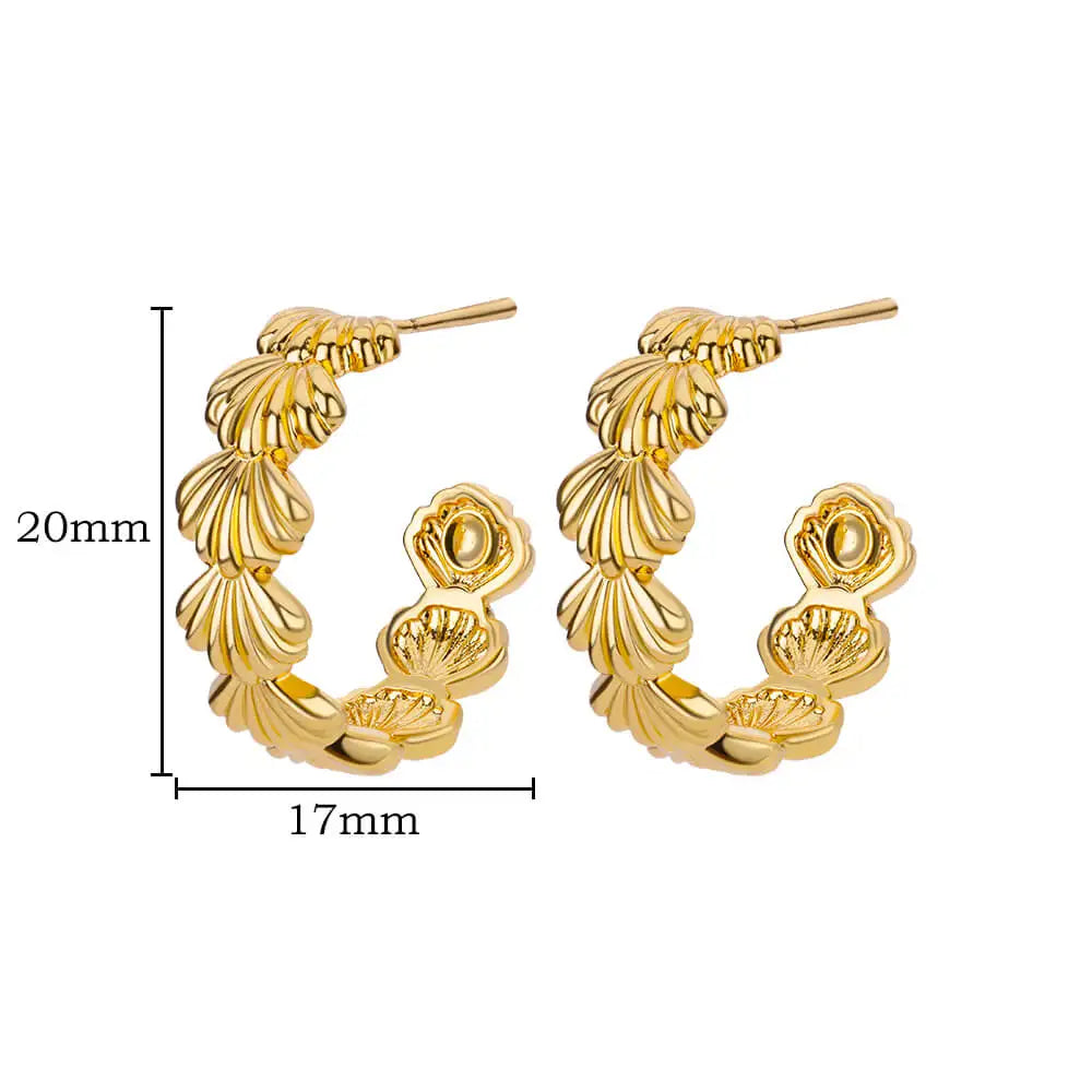 Boho Shell Earrings For Women Stainless Steel Gold Color Piercing Stud Earring 2024 Luxury Beach Summer Jewelry Birthday Gift