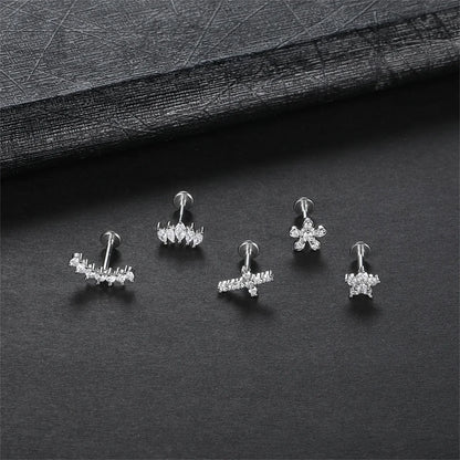 1/5Pcs 316L Stainless Steel Delicate Flower Tragus Cartilage Stud Earring,Internally Threade Daith Helix Ear Piercing Jewelry