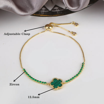 INS Hot Selling Lucky simple Five Leaves Flower Bracelet Shiny Zircon Adjustable Bracelet Classic for Women Party Jewelry Gift