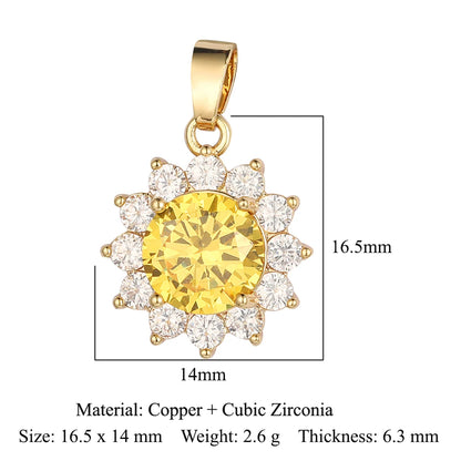 3pcs/Lot Cross Sunflower Cubic Zirconia Pendant Life Tree Maple Leaf Grape Cherry Brass CZ Charms DIY Jewelry Necklace Pendants