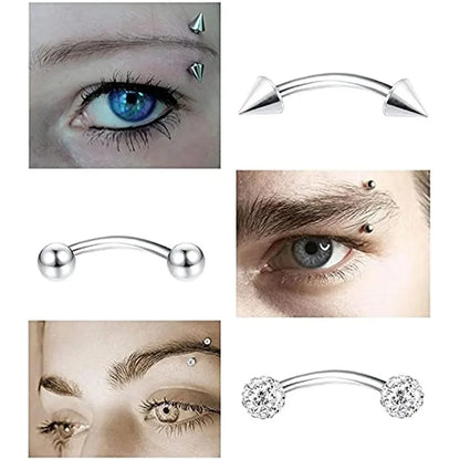 11Pcs 16G Colorful Butterfly Shape Curved Barbell Eyebrow Ring, Belly Lip Ring Inlaid Shiny Zircon Bling Bling Piercing Jewelry