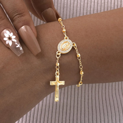 ﻿Y-Shaped Religious Virgin Mary Beaded Necklace for Women, Holy Rosary Cross Jesus Pendant Necklace,Christianity Prayer Jewelry