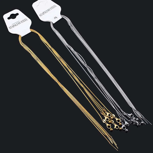 5pcs 1pc Stainless Steel Round Snake Chain Lobster Clasp Adjustable Stick with Silicon Bead Necklace Part Fashion Jewelry Making