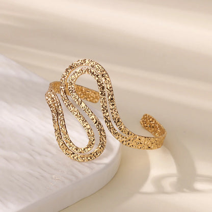 Free Shipping Irregular S Shape Curved Snake Bracelet Bangle for Women Stainless Steel Open Adjustable Bracelet Fashion Jewelry