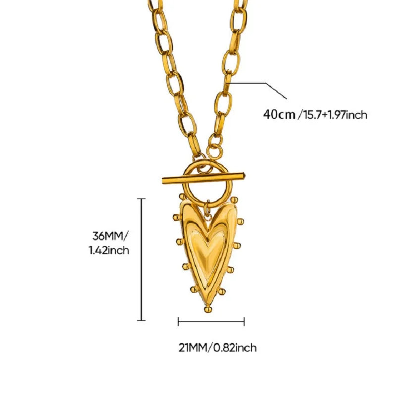 Geometric Heart Necklaces For Women Stainless Steel Gold Color Snake Chain Heart Necklace Aesthetic New Wedding Jewelry Gift