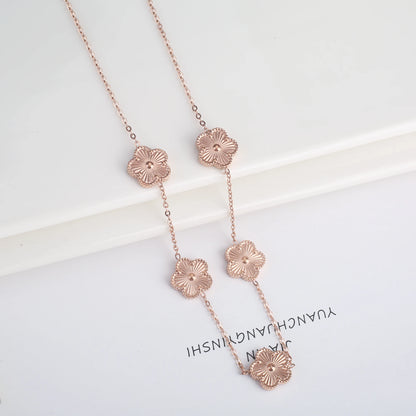 Waterproof Clover five-leaf flower Metal Laser Stainless Steel Jewelry Set Classic for Woman Luxury Party Jewelry Daily Wear