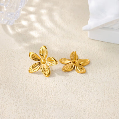 Free Shipping Vintage Flower Stud Earrings For Women Stainless Steel Piercing Earring 2025 New Fashion Wedding Jewelry