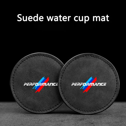 2Pc Suede Car Coasters Cup Holder Mats Anti-Slip Cup Pad For BMW F20 F11 F07 E60 E83 F01 G11 F25 G01 E90 G02 F15 G05 E70 F16 G06