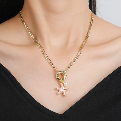 New Arrival Ocean Theme Starfish Pendant 3:1 Chain Necklace Choker for Woman Classic Party New Trend Aesthetic Jewelry Gift