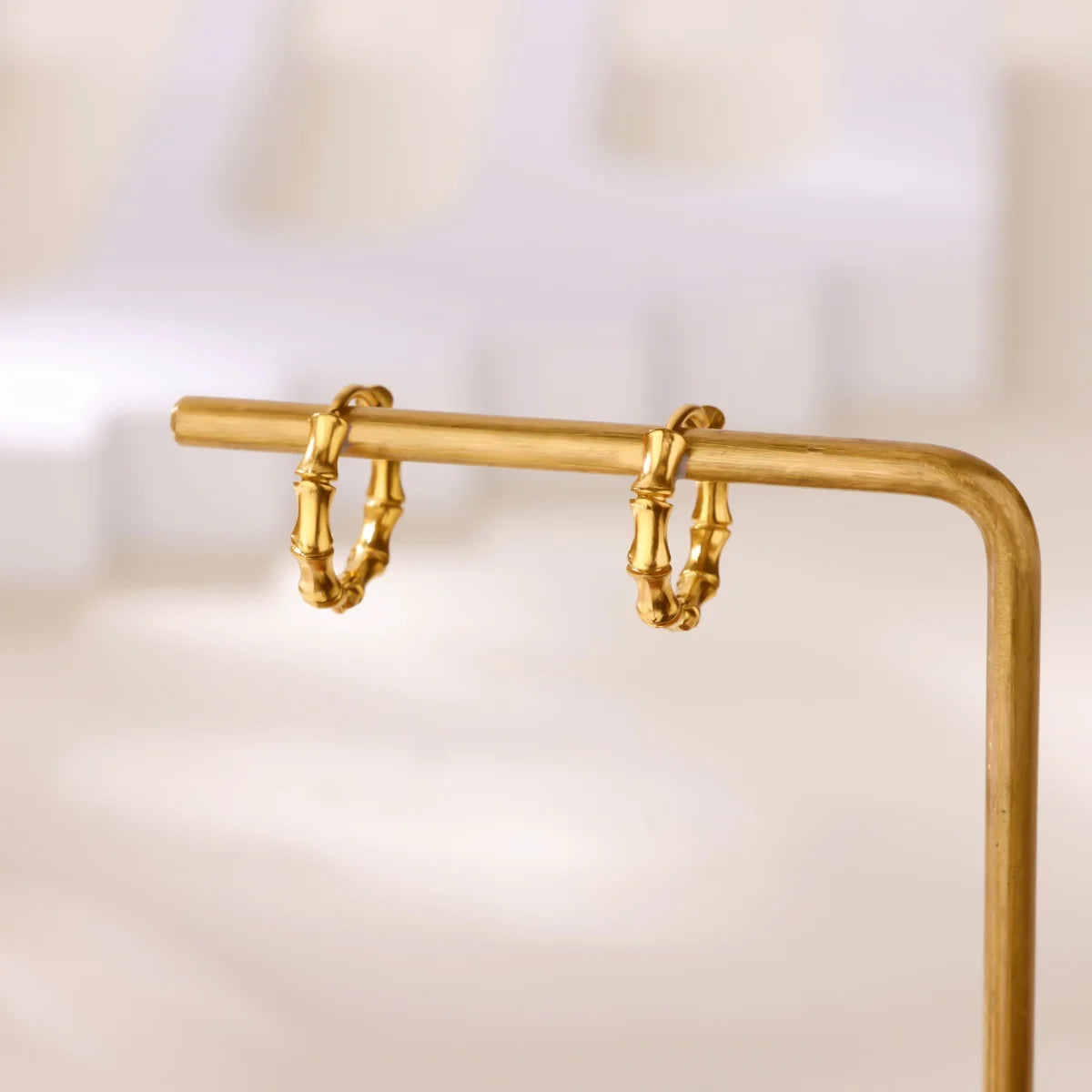 Free Shipping Vintage Bamboo Hoop Stud Earrings For Women Stainless Steel Piercing Earring 2025 New Fashion Wedding Jewelry