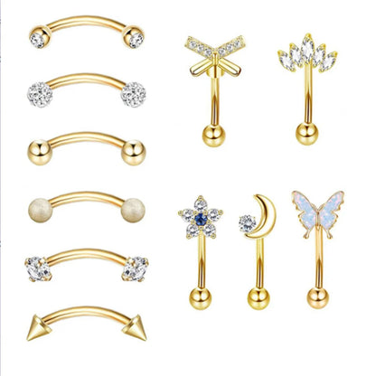 11Pcs Hypoallergenic Stainless Steel Rook Piercing Jewelry Set,Eyebrow Rings Cartilage Daith Tragus Helix Piercing Jewelry