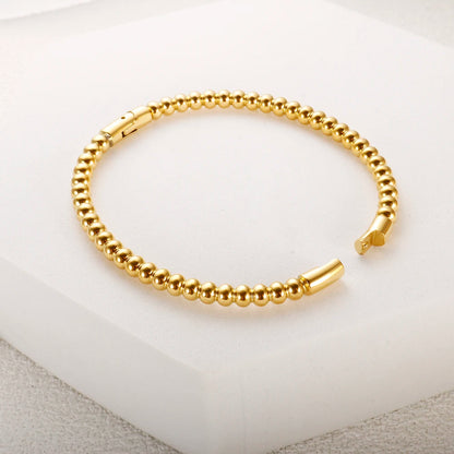 Trendy Round Ball Beaded Bracelets Bangles High Quality Stainless Steel Twist Balls Dots Bead Bangle for Women Jewelry Wholesale