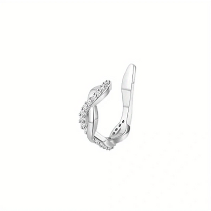 1Pc Hypoallergenic Huggie Earring Cuff for Women Men, Sparkling Cubic Zerconia Fake Carilage Clip On Ear No Piercing Jewelry